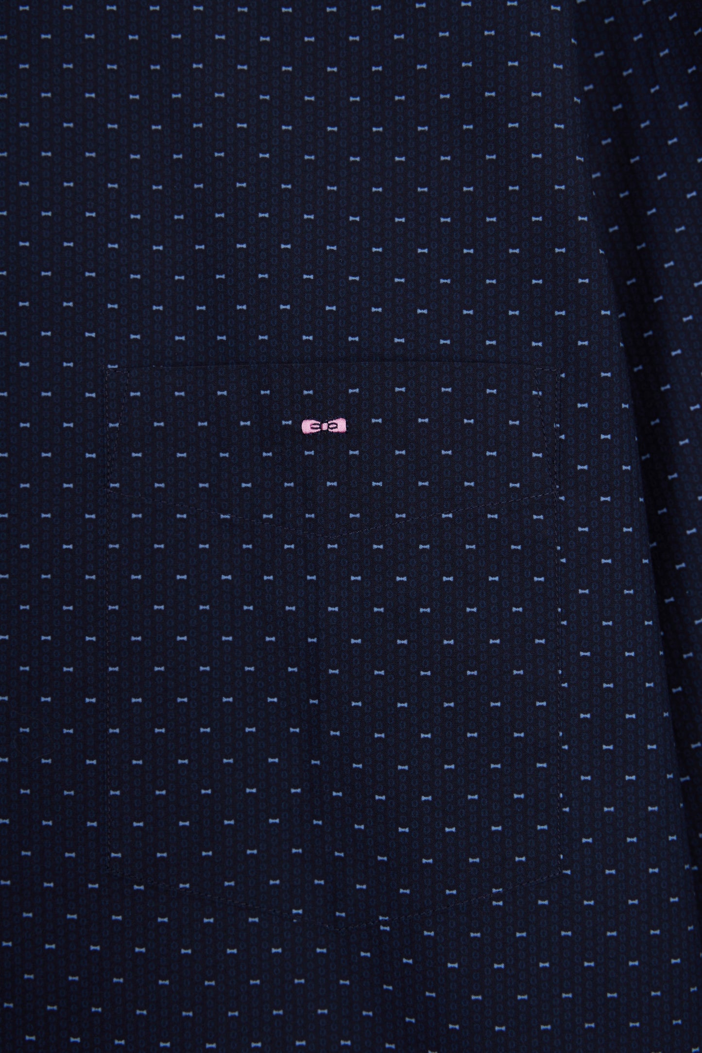 Cotton shirt with navy micropatterned bow ties, straight cut
