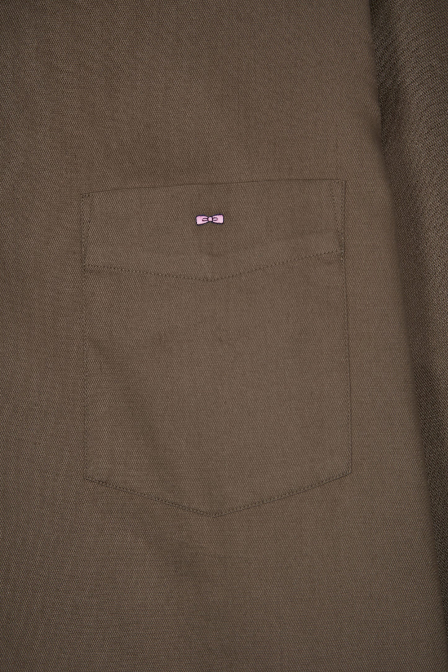 Khaki piqué cotton shirt, straight cut