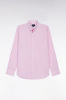 Pink cotton poplin gingham shirt, straight cut