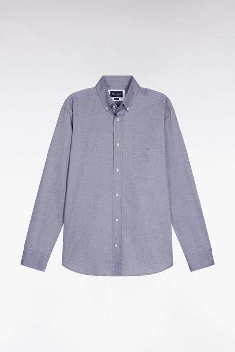 Navy cotton straight-cut shirt - Image 2