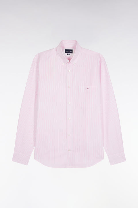 Pink cotton striped shirt, straight cut - Image 2