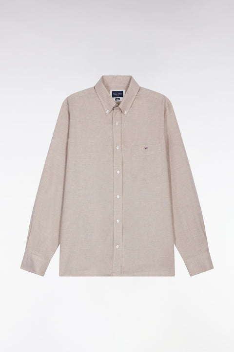 Beige flannel shirt, straight cut - Image 2