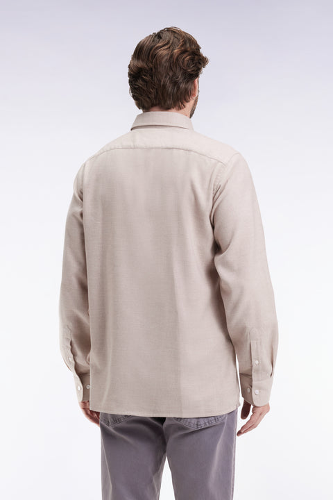 Beige flannel shirt, straight cut - Image 3