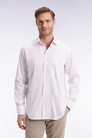 White stretch Pima cotton shirt, straight cut