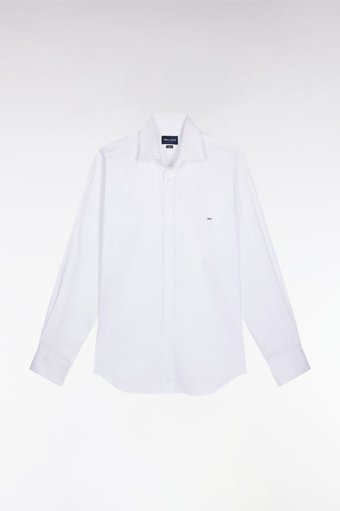 White stretch Pima cotton shirt, straight cut - Image 2