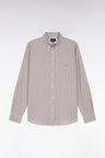 Beige check cotton shirt, straight cut