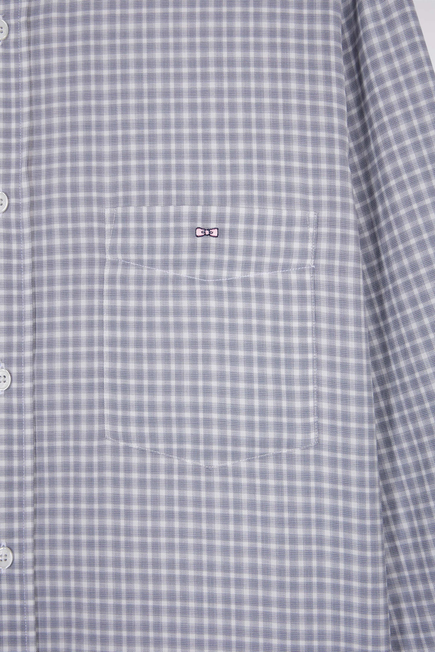 Grey check cotton shirt, straight cut