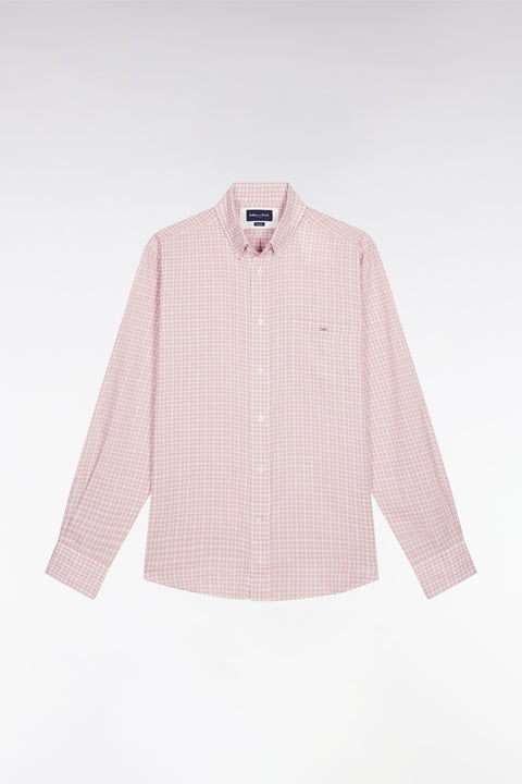 Pink check cotton shirt, straight cut - Image 2