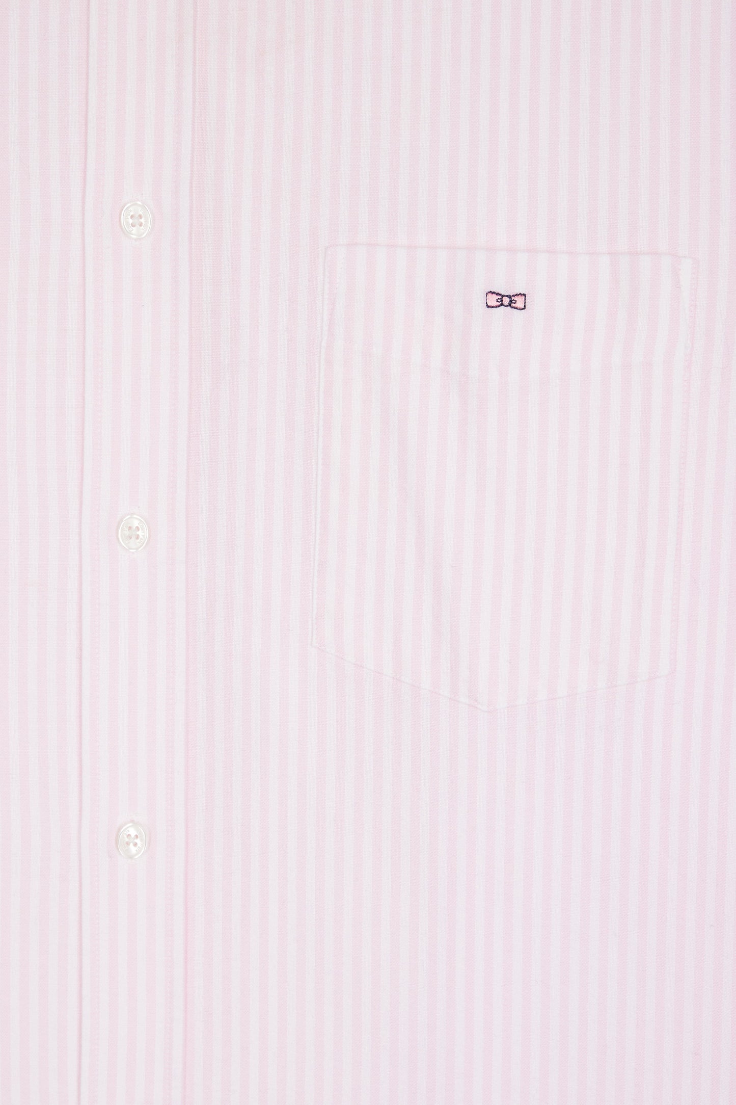 Chemise en popeline de coton rayée rose coupe droite