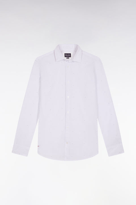Sky cotton shirt with micro-printed bow, slim fit - Image 2