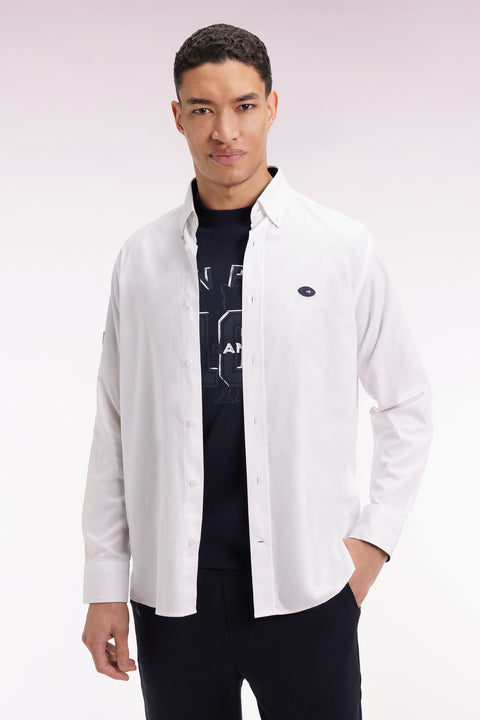 XV de France embroidered white cotton shirt, straight cut - Image 3