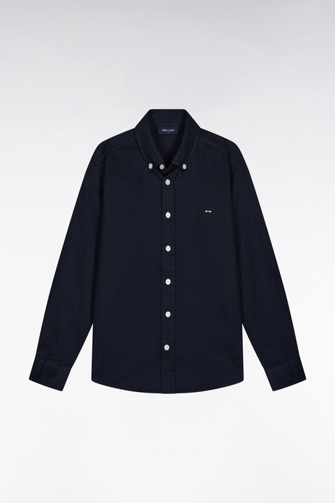 Navy cotton piqué shirt - Image 1