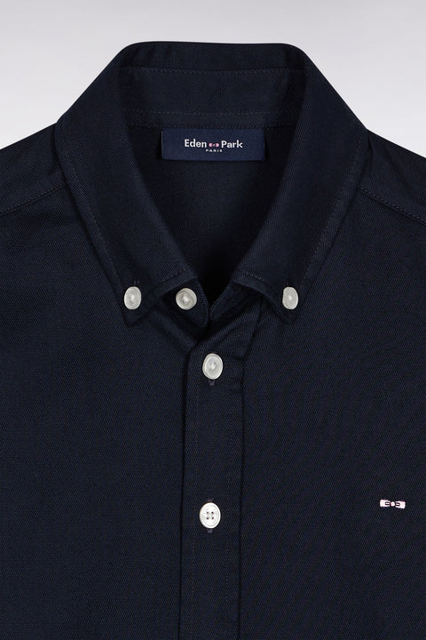 Navy cotton piqué shirt - Image 2