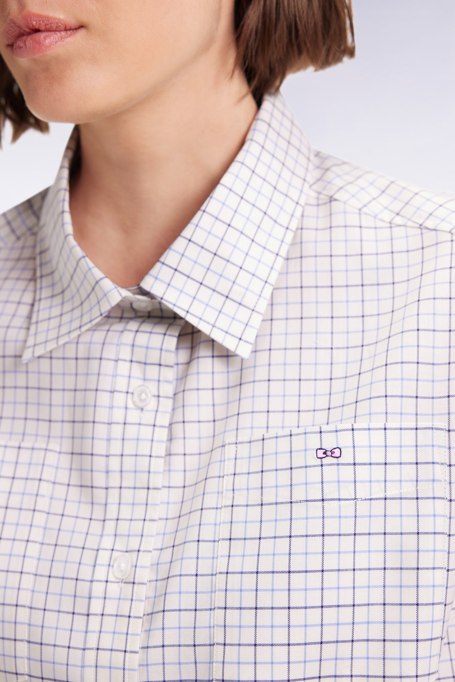 Chemise à carreaux grise et blanche coupe Relaxed