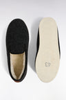 Dark grey felt and sheep's wool slippers