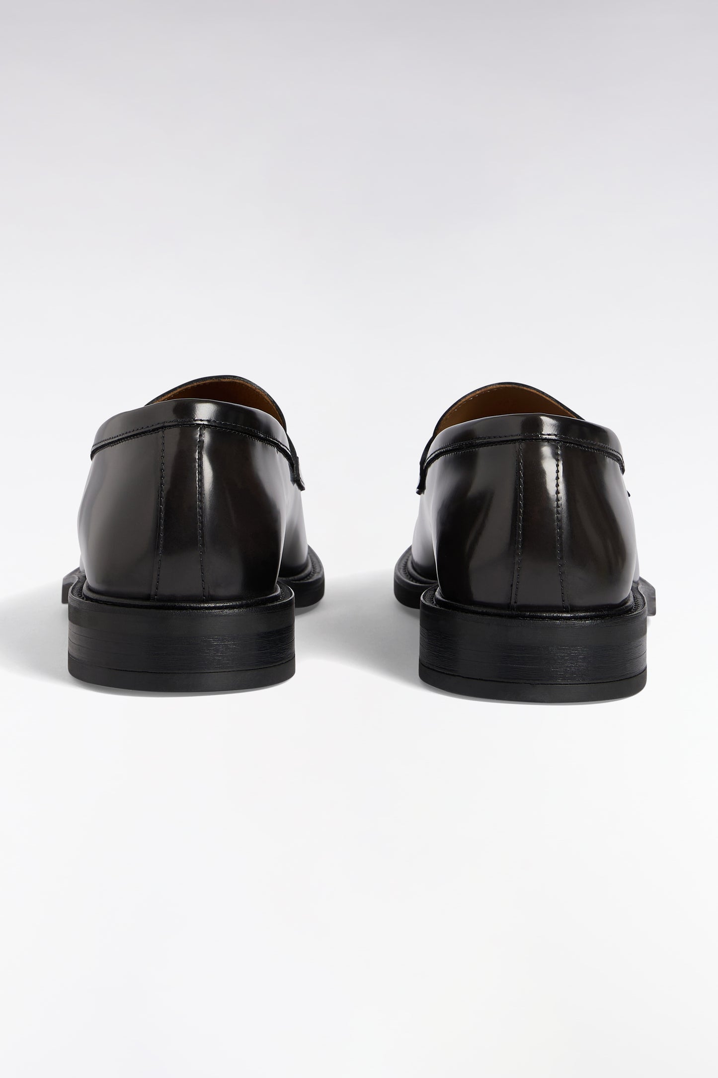 Black glacé leather loafers