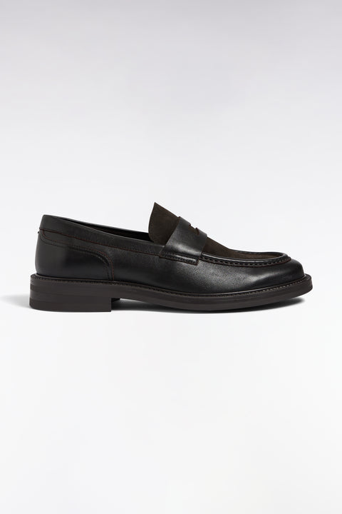 Two-tone brown leather loafers - Image 1