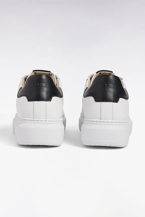 White and navy grained leather low-top sneakers - Image 3