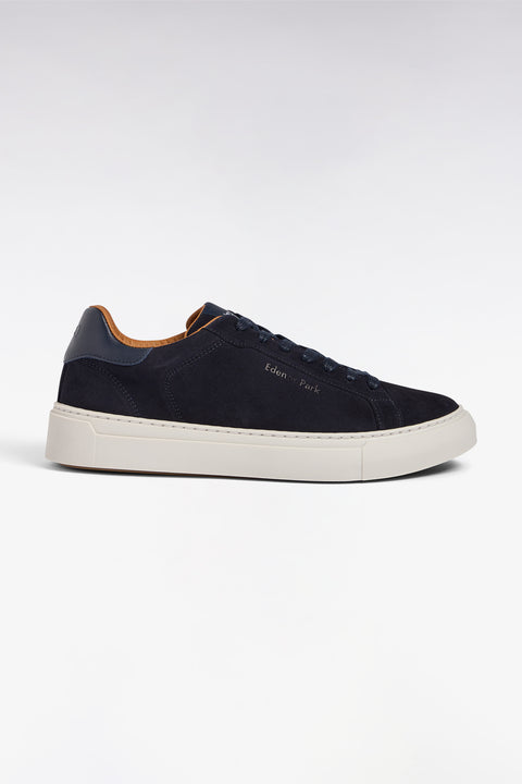 Navy suede low-top sneakers - Image 1