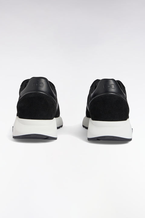 Black leather multi-material sneakers - Image 3