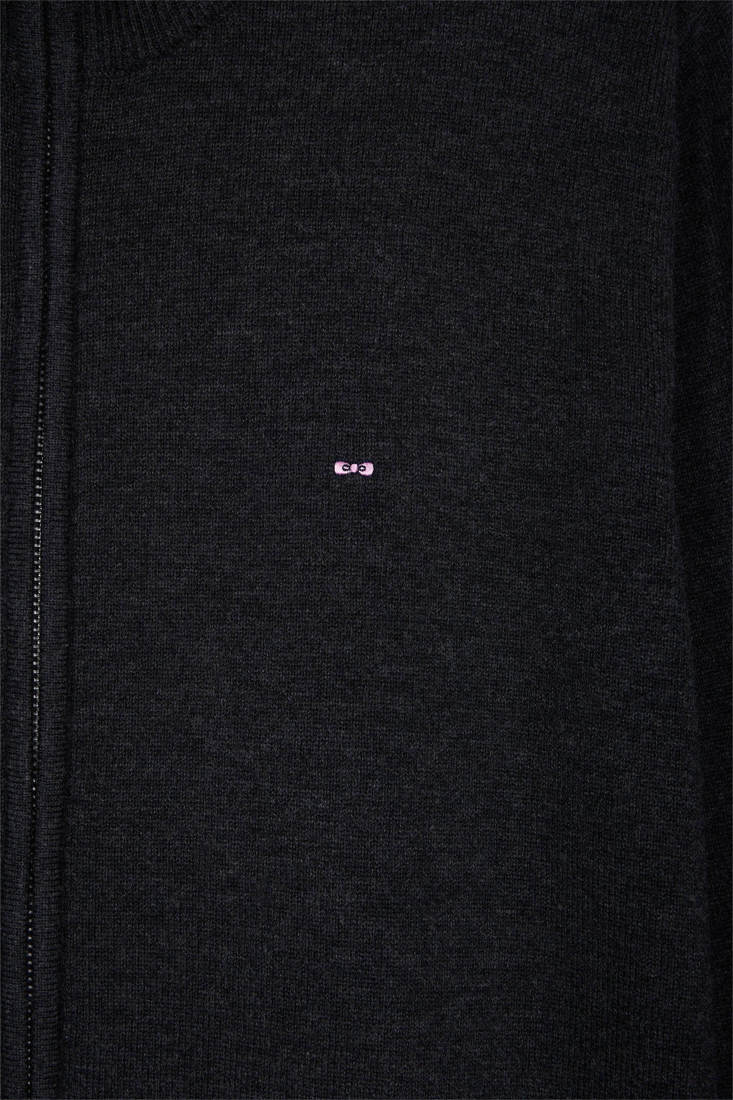 Zipped cardigan in dark grey wool and cotton, straight cut