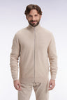 Beige honeycomb cotton cardigan, straight cut