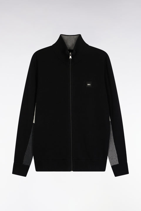 Black cotton cardigan with contrasting inside sleeves - Image 2