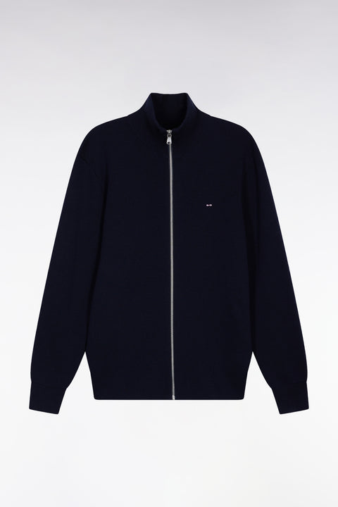 Navy merino wool straight-cut cardigan - Image 2