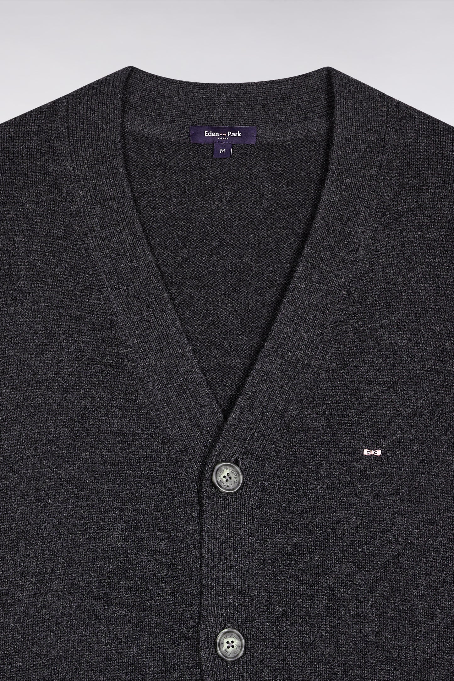 Grey wool and cotton cardigan, straight cut