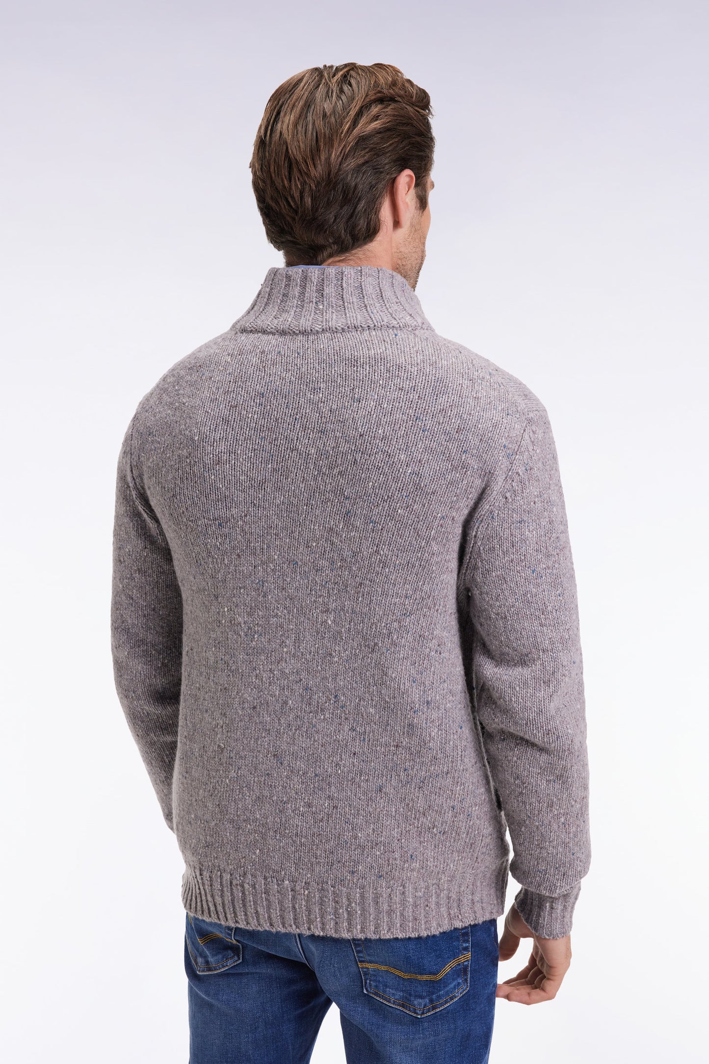 Grey cardigan in virgin wool and alpaca mix, straight cut
