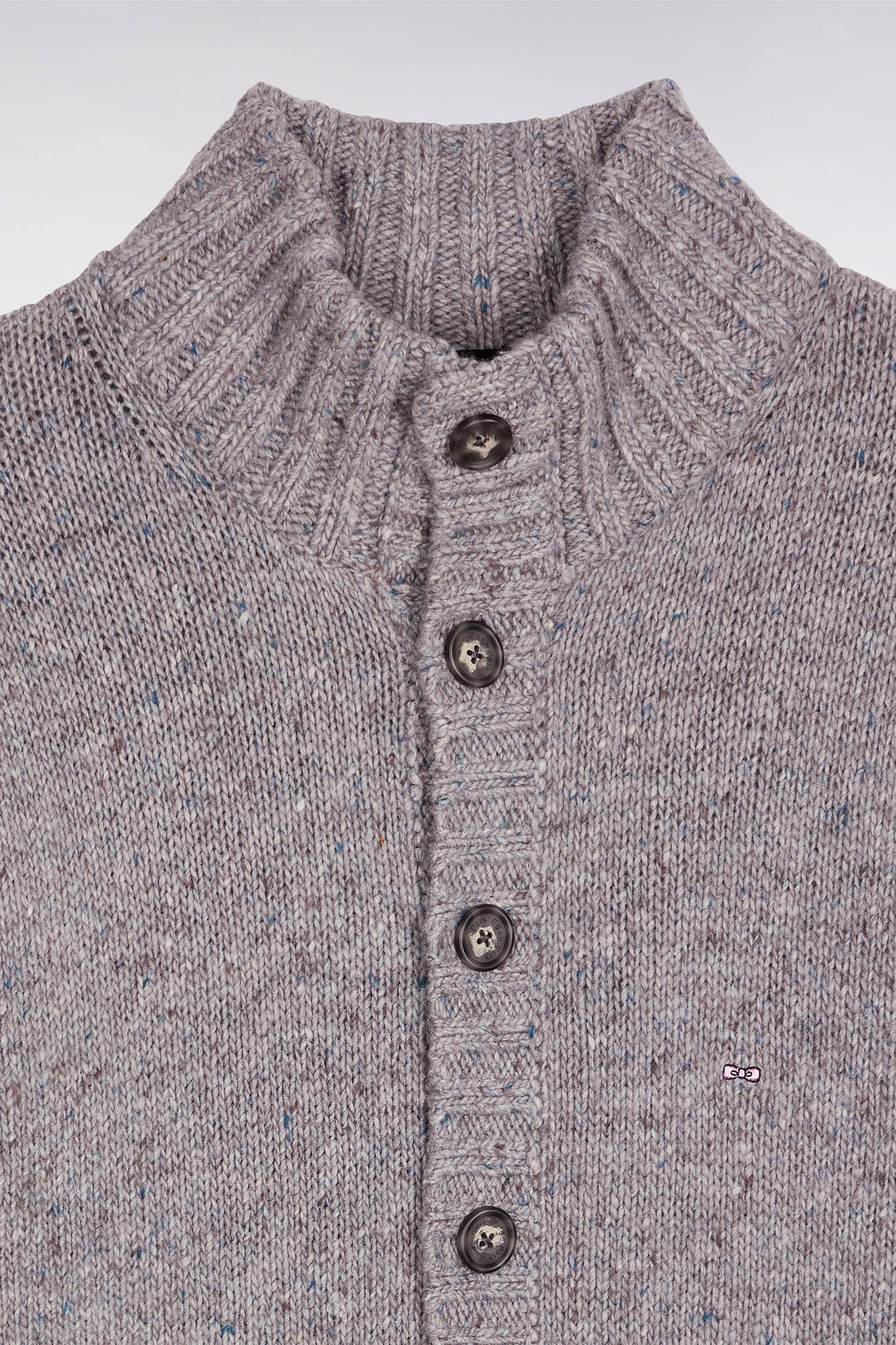Grey cardigan in virgin wool and alpaca mix, straight cut