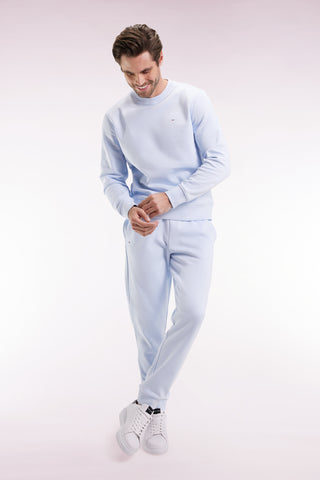 Jogging suit in sky-scratch fleece, straight cut