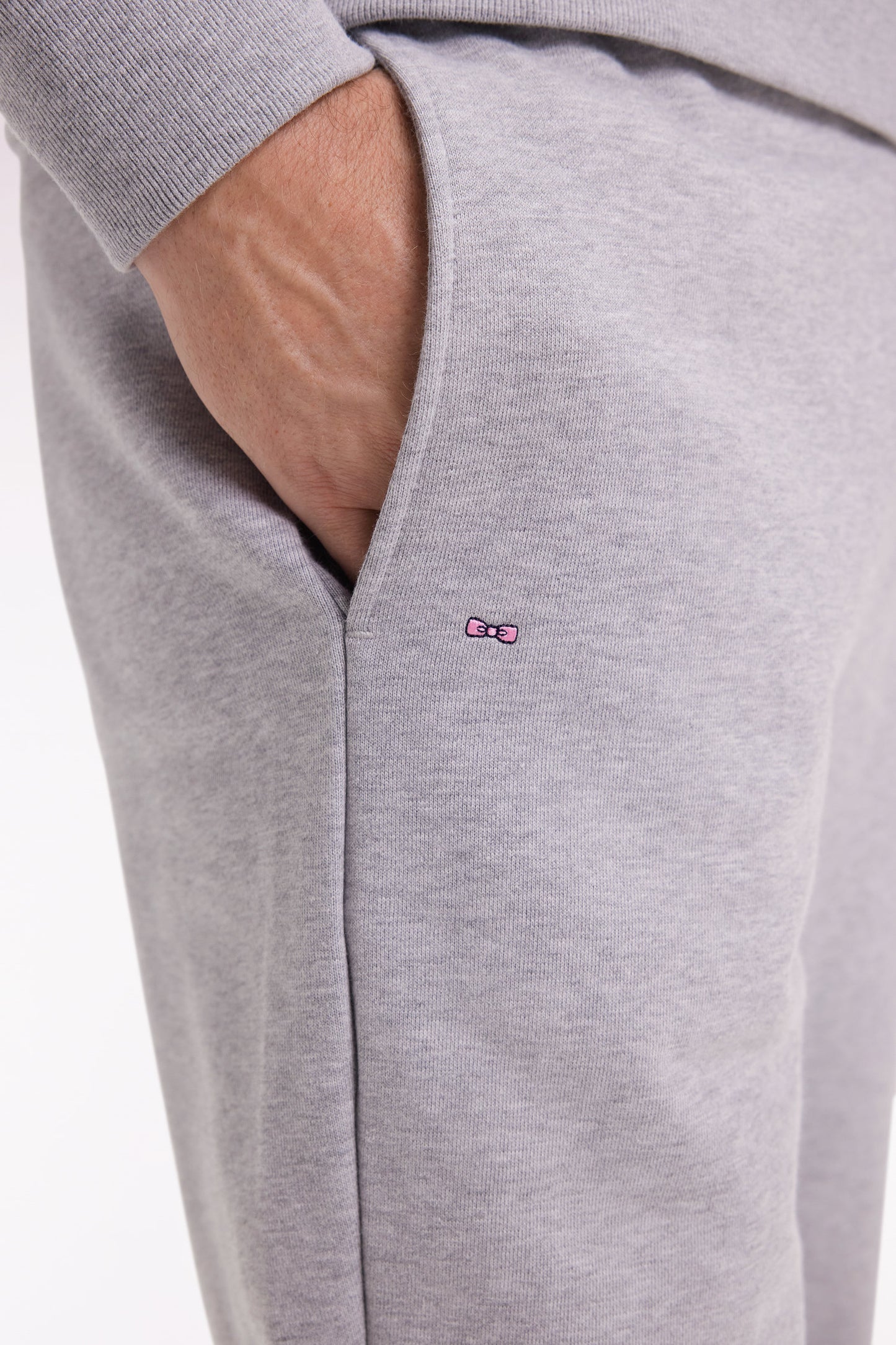Grey brushed fleece jogging suit, straight cut