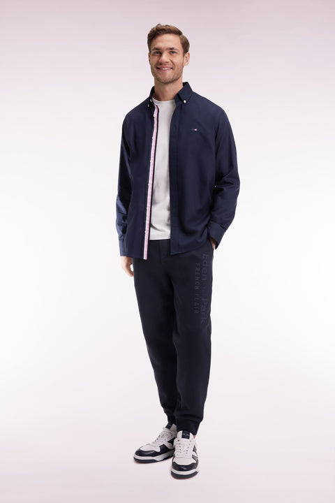 Navy brushed fleece jogging suit with striped pockets Relaxed fit - Image 3