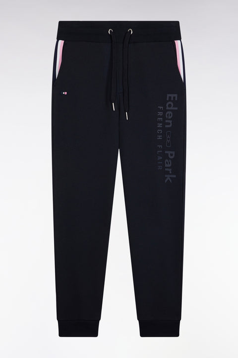Navy brushed fleece jogging suit with striped pockets Relaxed fit - Image 2