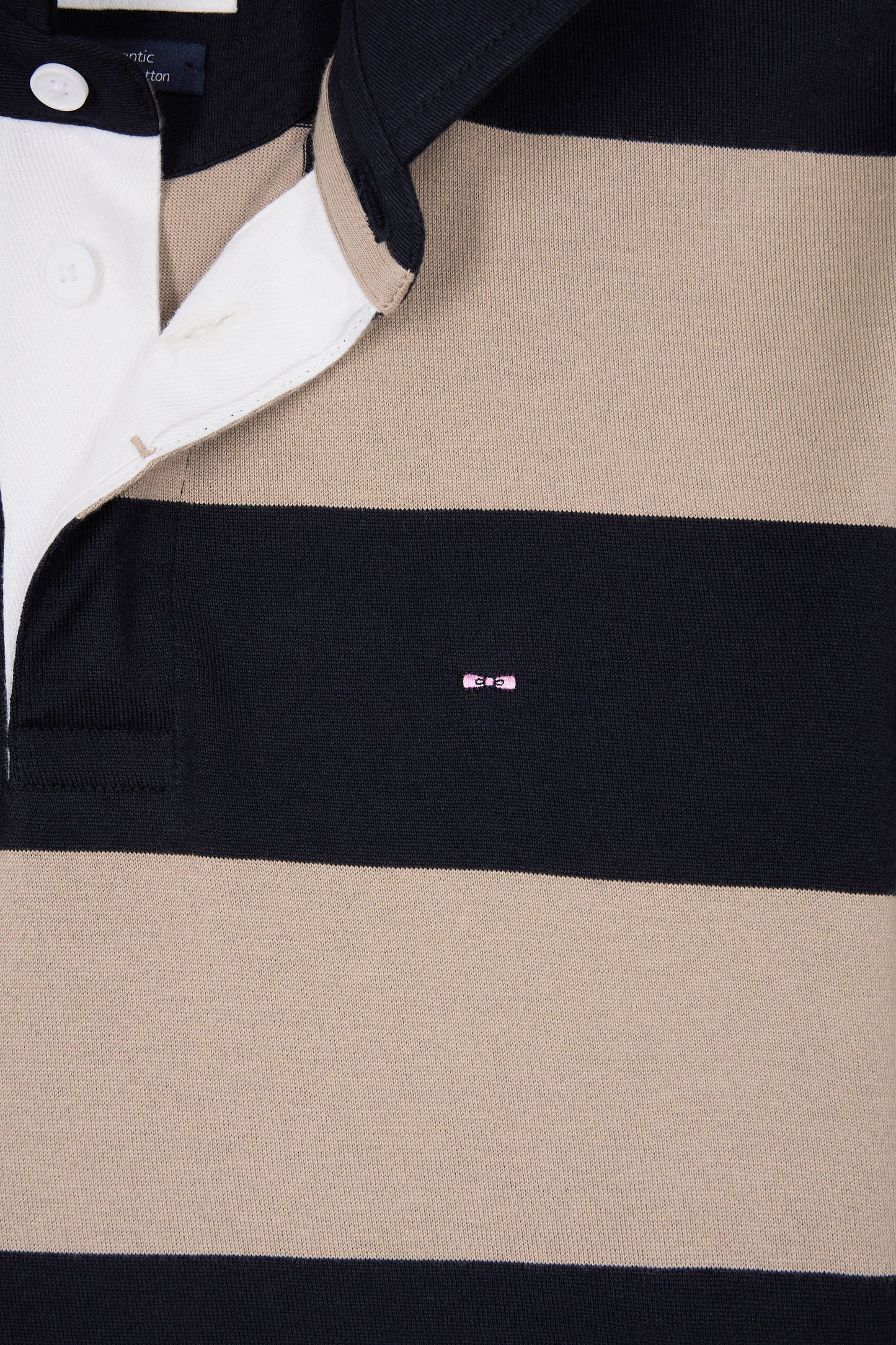 Maillot manches longues en jersey à rayures rugby beige et noir