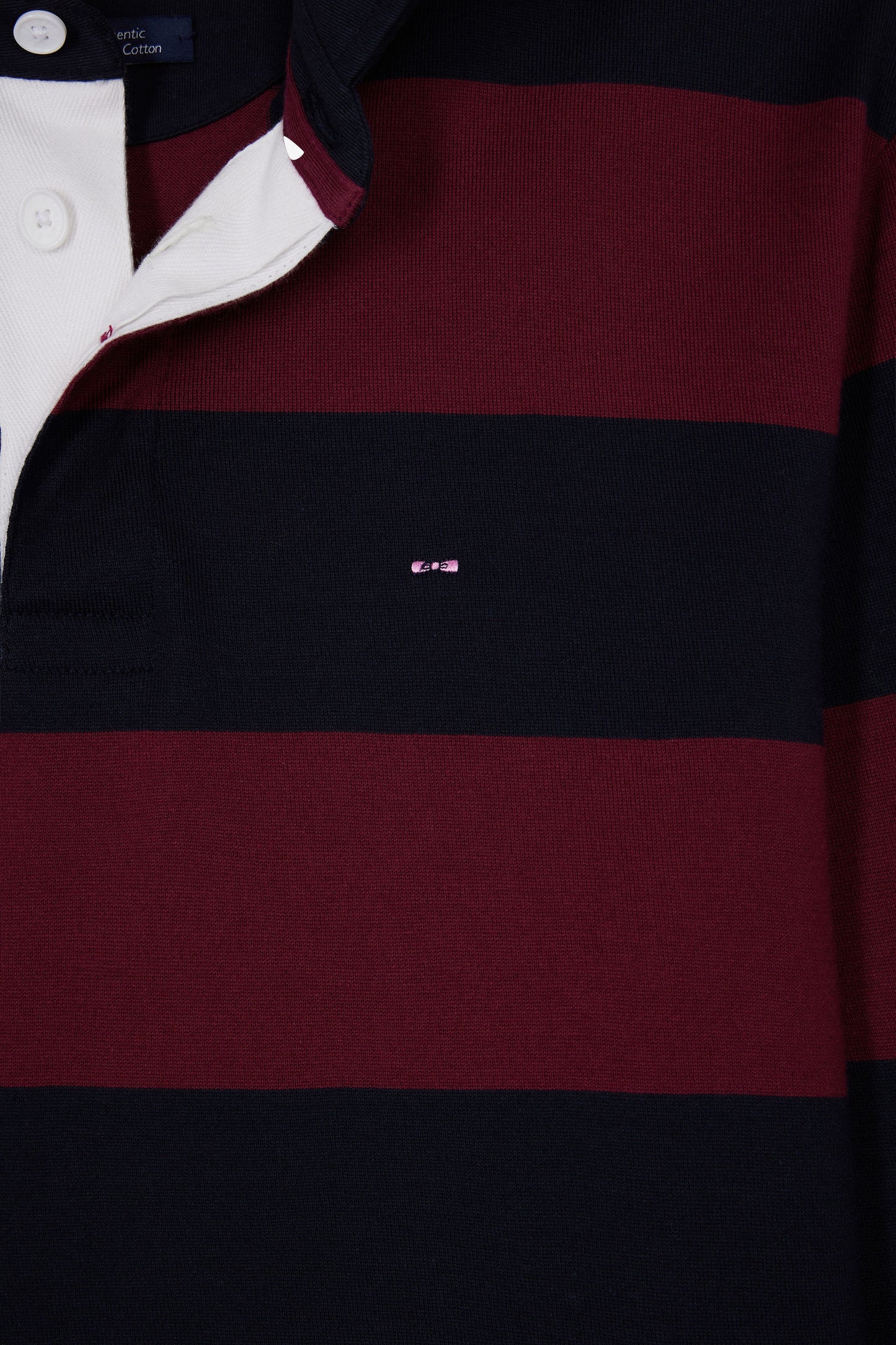 Long-sleeved jersey with burgundy and black rugby stripes