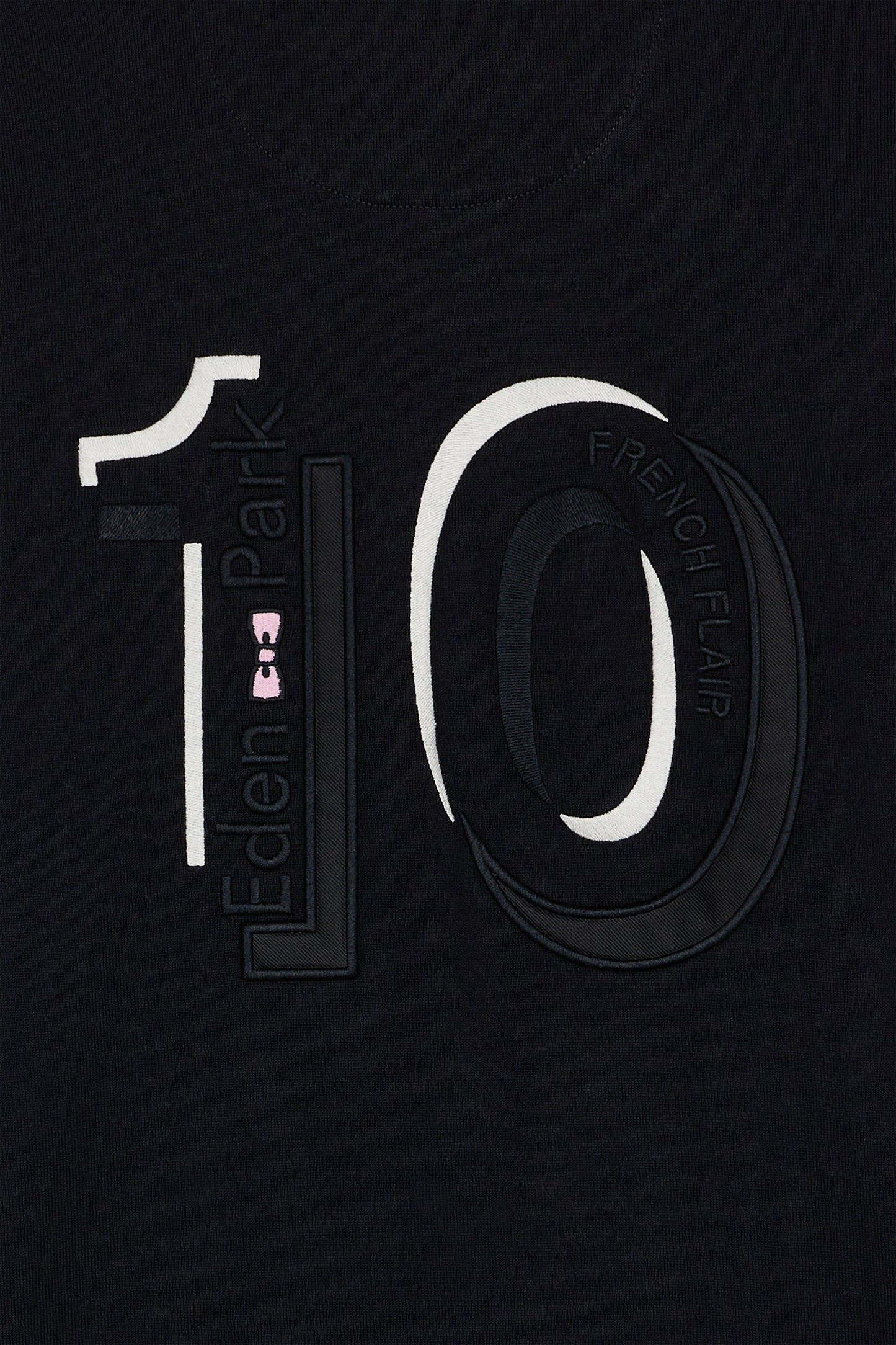 Long-sleeved jersey in thick black striped straight cut