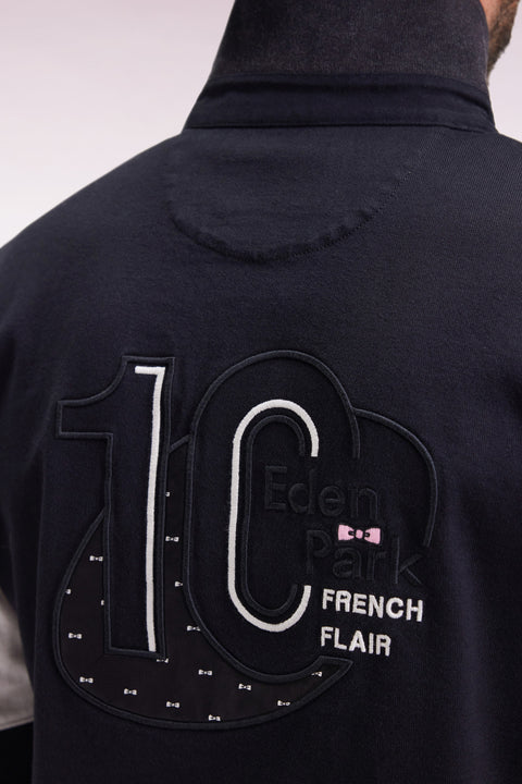 Long-sleeved jersey in thick black jersey with embroidered back, straight cut - Image 2