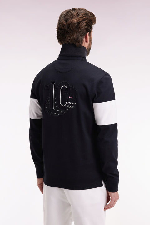 Long-sleeved jersey in thick black jersey with embroidered back, straight cut - Image 3