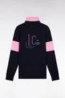 Long-sleeved jersey in thick navy embroidered back straight cut