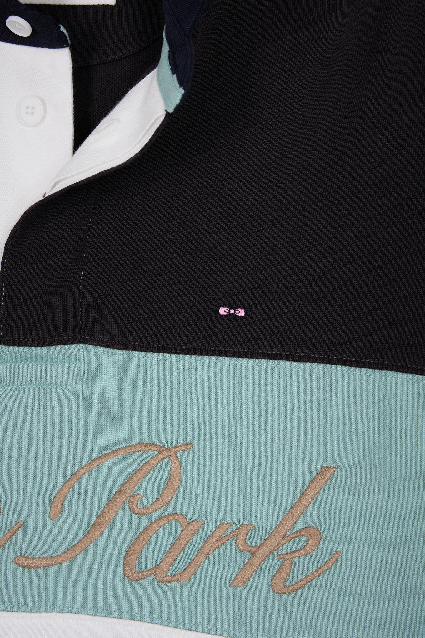 Long-sleeved jersey in thick black and green jersey with vintage embroidery