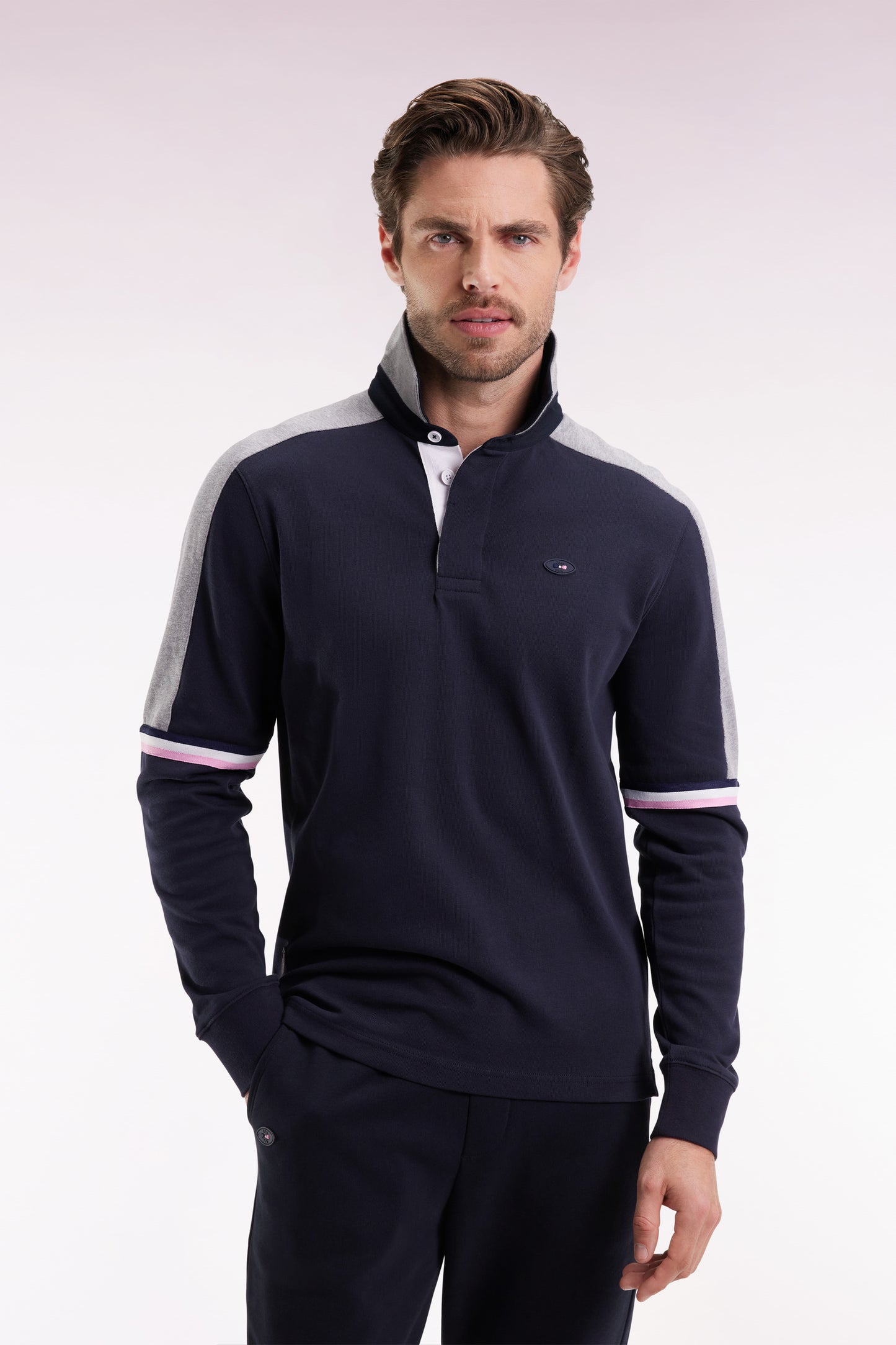 Maillot à manches longues XV de France en jersey épais marine coupe droite