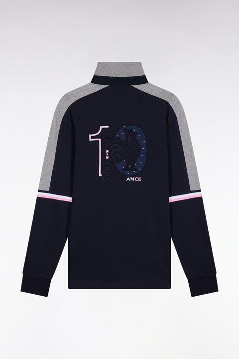 XV de France long-sleeved jersey in thick navy jersey, straight cut - Image 2