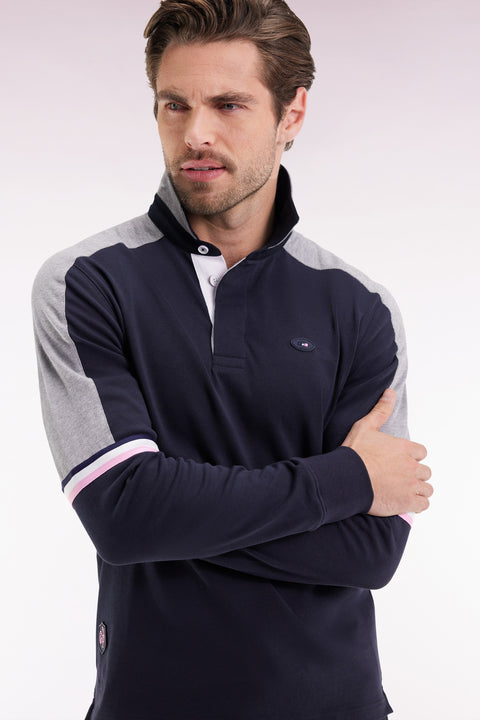 XV de France long-sleeved jersey in thick navy jersey, straight cut - Image 1
