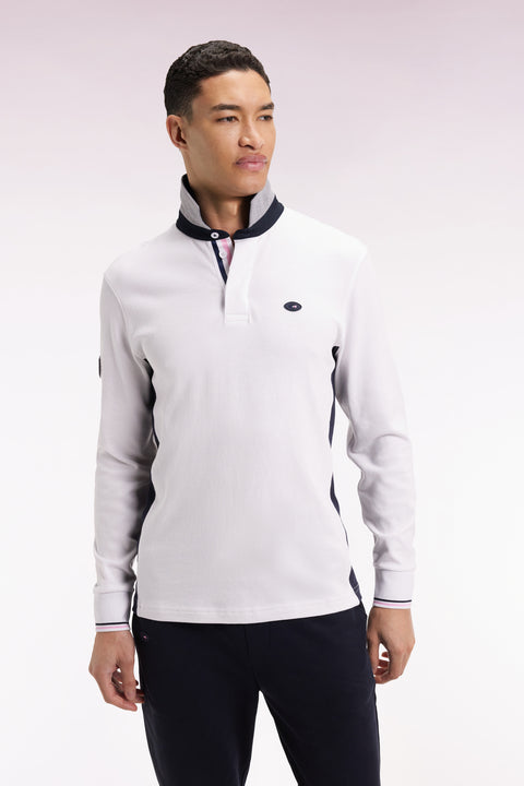 XV de France white long-sleeved jersey with rooster embroidery, straight cut - Image 3