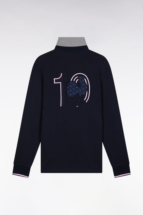 XV de France navy long-sleeved jersey with rooster embroidery, straight cut - Image 2