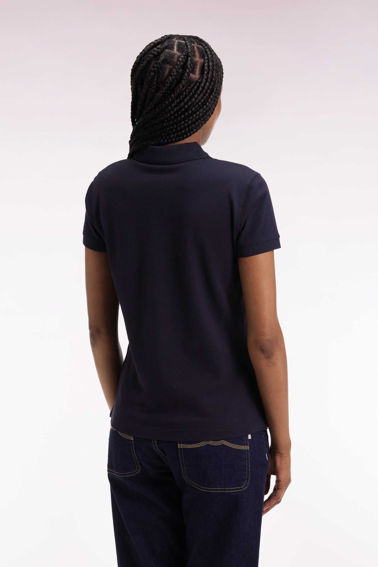 Polo manches courtes en coton stretch marine coupe slim