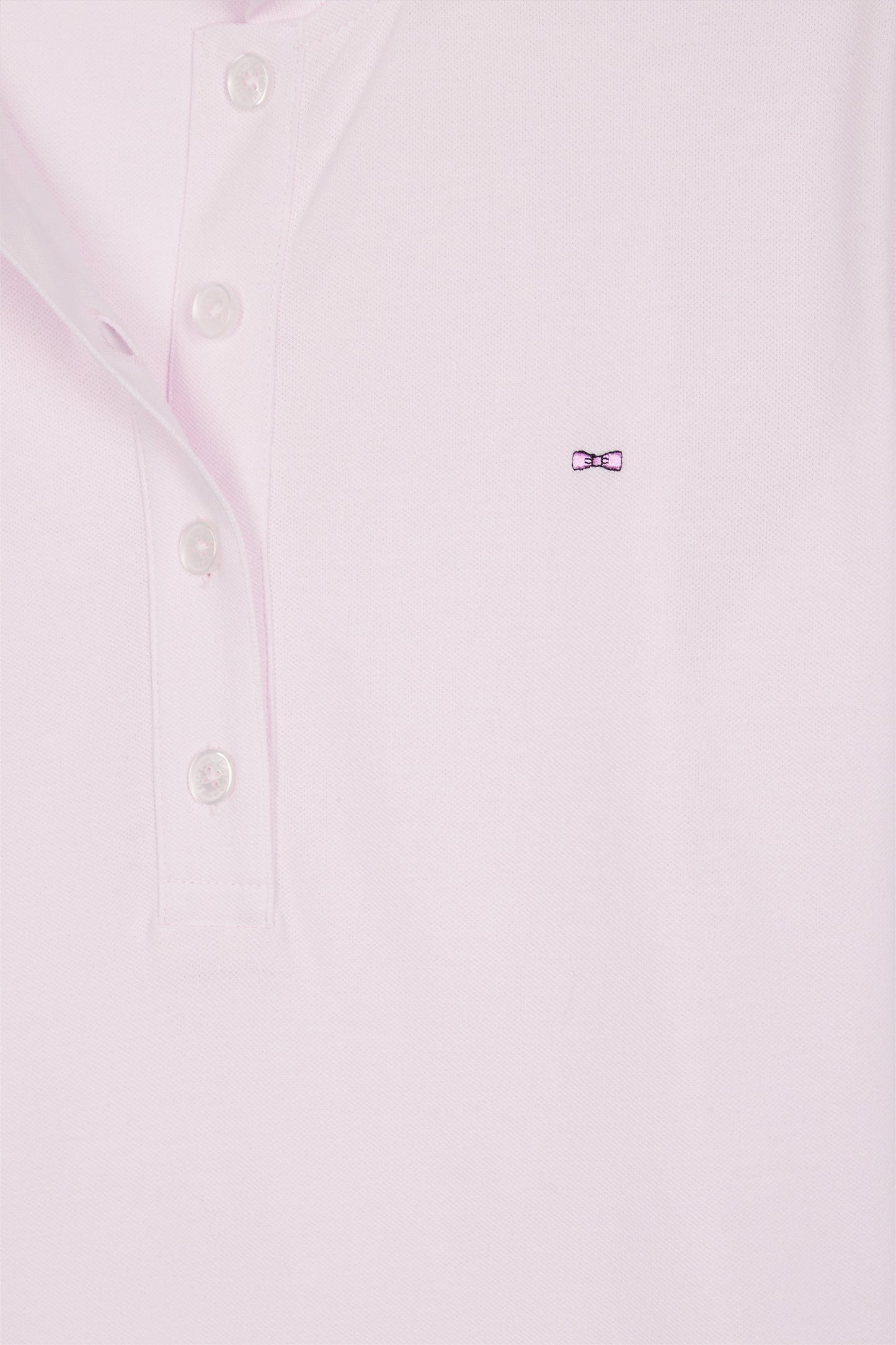 Short-sleeved polo shirt in pink stretch cotton, slim fit