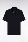 Polo manches courtes en coton Pima marine coupe droite